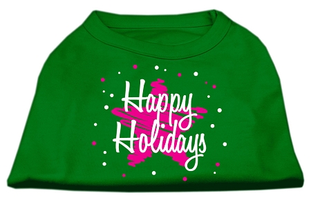 Scribble Happy Holidays Screenprint Shirts Emerald Green XS